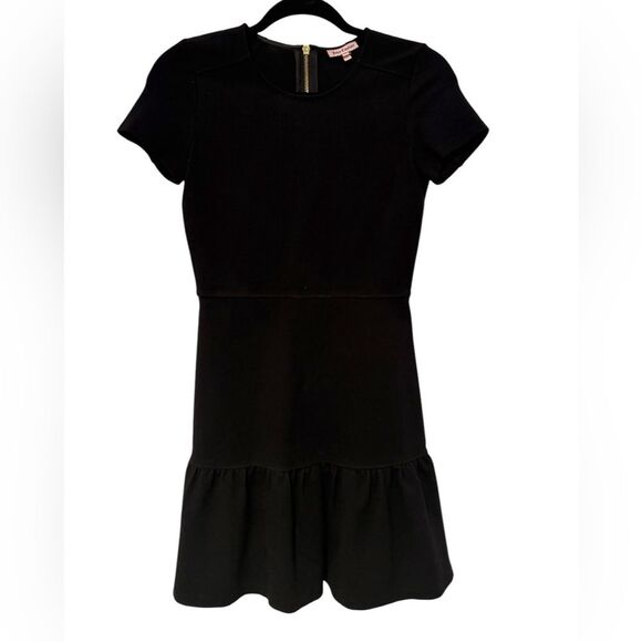 Juicy Couture Dresses & Skirts - Juicy‎ Couture Drop Waist Round Neck Flirty Ruffle Ponte Dress Black Extra Small
